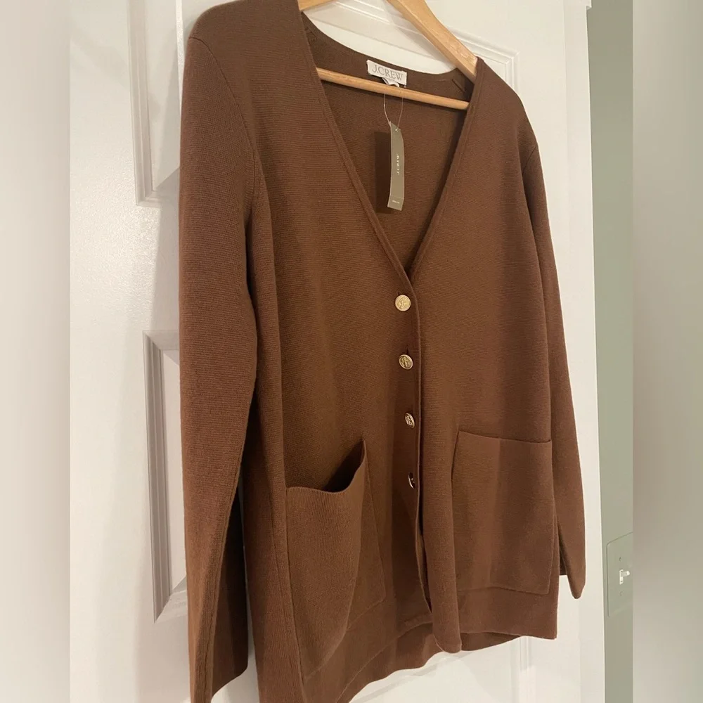 NWT! J. Crew Giselle V-Neck Cardigan, Brown, XS - Picture 3 of 7